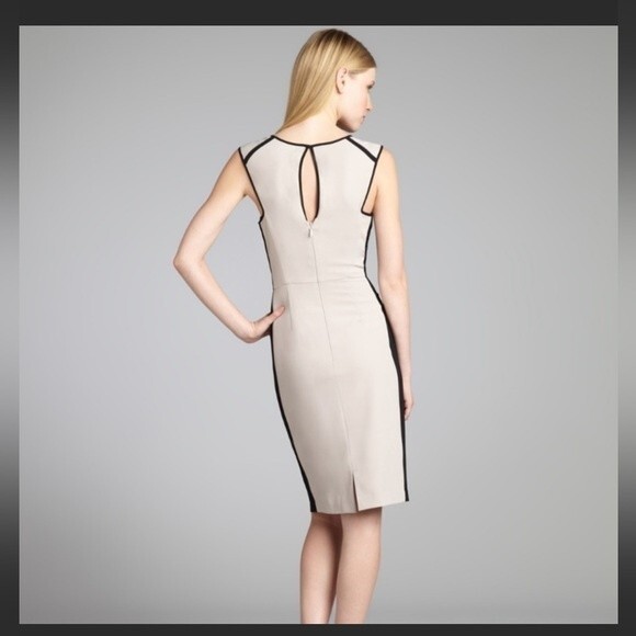 BCBGMaxaria Kelsee Pale Grey and Black Colorblock Cut- out Dress Sz 2 - Picture 5 of 5